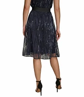 Donna Karan Sequin Mesh A-Line Skirt