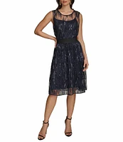 Donna Karan Sequin Mesh A-Line Skirt