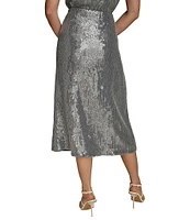 Donna Karan Sequin Sparkle A-Line Midi Skirt