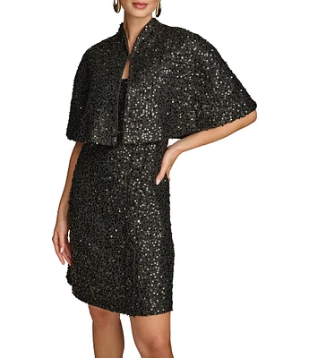 Donna Karan Sequin Tweed Scoop Neck Jacket Dress