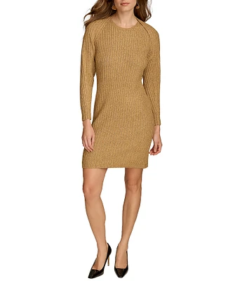 Donna Karan Sequin Yarn Crew Neck Long Sleeve 2 Piece Jacket Dress