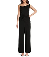 Donna Karan Sleeveless Asymmetrical Neck Draped Bodice Jumpsuit