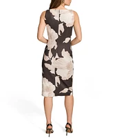 Donna Karan Sleeveless Boat Neck Floral Dress