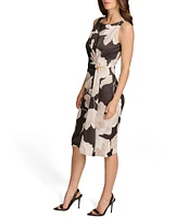 Donna Karan Sleeveless Boat Neck Floral Dress