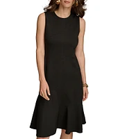 Donna Karan Sleeveless Crew Neck Flounce Hem Dress