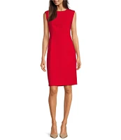 Donna Karan Sleeveless Crew Neck Sheath Dress