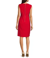 Donna Karan Sleeveless Crew Neck Sheath Dress