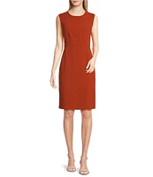 Donna Karan Sleeveless Crew Neck Sheath Dress