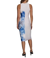 Donna Karan Sleeveless Floral Print Scuba Sheath Dress