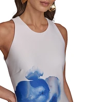 Donna Karan Sleeveless Floral Print Scuba Sheath Dress