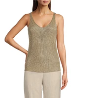 Donna Karan Sleeveless Metallic Knit Tank