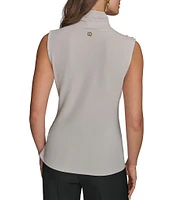 Donna Karan Sleeveless Mockneck Stretch Knit Top
