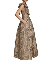 Donna Karan Sleeveless One Shoulder Jacquard Ball Gown