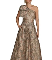 Donna Karan Sleeveless One Shoulder Jacquard Ball Gown