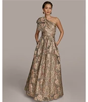 Donna Karan Sleeveless One Shoulder Jacquard Ball Gown