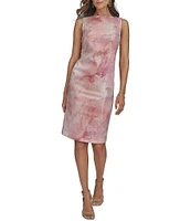 Donna Karan Sleeveless Printed Sequin Sheath Dress
