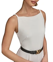 Donna Karan Sleeveless Square Neck Belted Jumpsuit