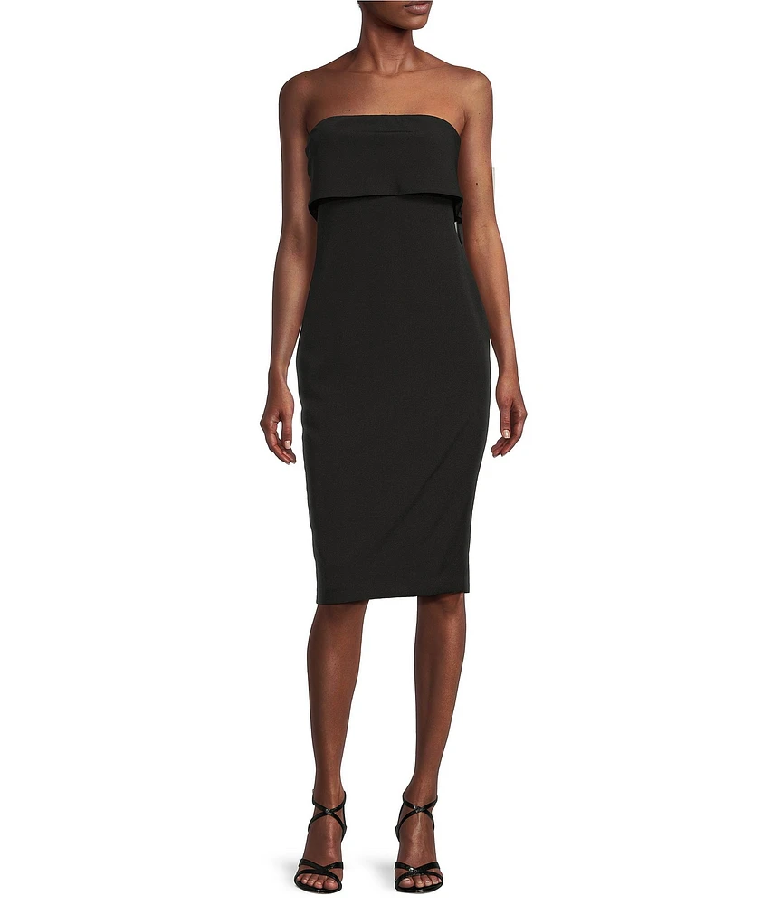 Donna Karan Sleeveless Taffeta Bow Back Sheath Dress