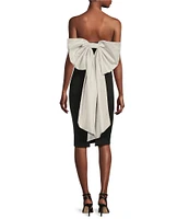 Donna Karan Sleeveless Taffeta Bow Back Sheath Dress