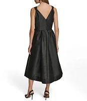 Donna Karan Sleeveless V-Neck Bow Detail Dress