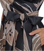 Donna Karan Sleeveless V-Neck Floral A-Line Dress