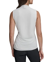 Donna Karan Sleeveless Wrap Front Hardware Blouse