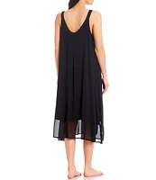 Donna Karan Solid Jersey Knit Sleeveless V-Neck Nightgown