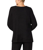 Donna Karan Solid Sweater Jersey Long Sleeve Scoop Neck Coordinating Lounge Top