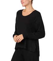 Donna Karan Solid Sweater Jersey Long Sleeve Scoop Neck Coordinating Lounge Top