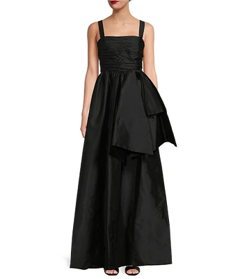 Donna Karan Square Neck Sleeveless Taffeta Bow Ball Gown