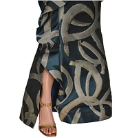 Donna Karan Strapless Abstract Print Jacquard Dress