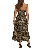 Donna Karan Strapless Brocade Fit and Flare Dress