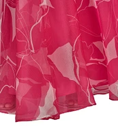 Donna Karan Strapless Floral Print Organza A-Line Gown