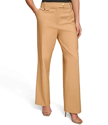 Donna Karan Stretch Wide Leg Tab Waist Pant