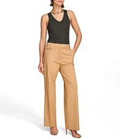 Donna Karan Stretch Wide Leg Tab Waist Pant