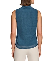 Donna Karan Surplice V Neckline Sleeveless Faux Wrap Top