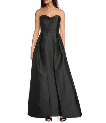 Donna Karan Sweetheart Neck Strapless Mikado Twill Satin Dress