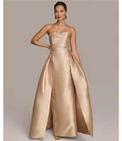 Donna Karan Sweetheart Neck Strapless Mikado Twill Satin Dress