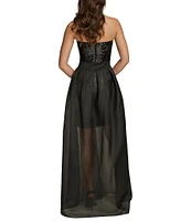 Donna Karan Sweetheart Neck Strapless Organza Overlay Sequin Sheath Dress