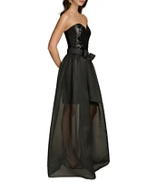 Donna Karan Sweetheart Neck Strapless Organza Overlay Sequin Sheath Dress