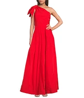 Donna Karan Taffeta Bow One Shoulder Sleeveless Ballgown