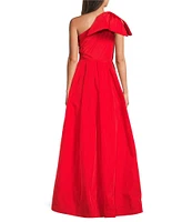 Donna Karan Taffeta Bow One Shoulder Sleeveless Ballgown