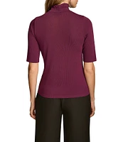 Donna Karan Turtleneck Elbow Sleeve Knit Sweater