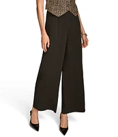 Donna Karan Tweed Cady Crepe V-Neck Sleeveless Flat Front Wide-Leg 2-Piece Pants Suit