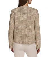 Donna Karan Tweed Triple Gold Button Crew Neck Jacket