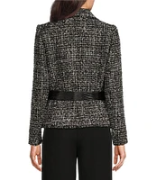 Donna Karan Tweed Wide Lapel Belted Jacket