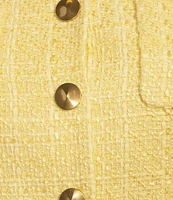 Donna Karan Tweed Round Neck Chest Pocket Button Front Jacket