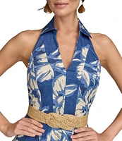 Donna Karan V-Neck Belted A-Line Midi Dress