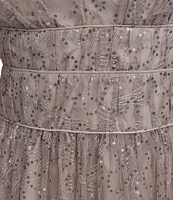 Donna Karan V-Neck Embroidered Mesh Sequin Dress