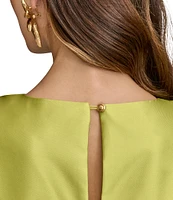 Donna Karan V-Neck Floral Print A-Line Dress